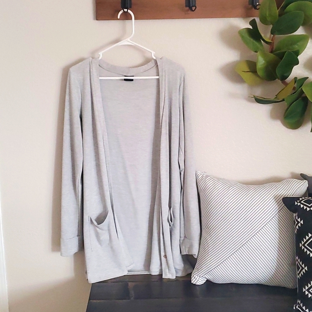 Light gray basic button down cardigan